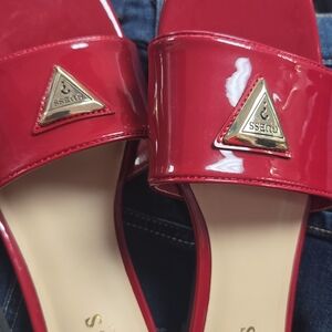 Guess Women's Glossy Red Slide Sandals